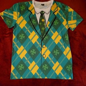 🔥🔥HP🔥9-11-22🔥NWOT MENS FUNNY WORLD ST PATRICKS DAY SHIRT GREEN PRINT SIZE XL
